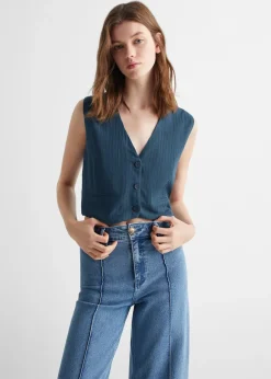 MANGO Kamizelki*Krótka kamizelka w paski