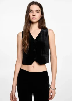 MANGO Kamizelki*Krótka kamizelka z aksamitu