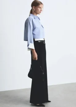 MANGO Koszule I Bluzki*Krótka koszula z łączonych materiałów