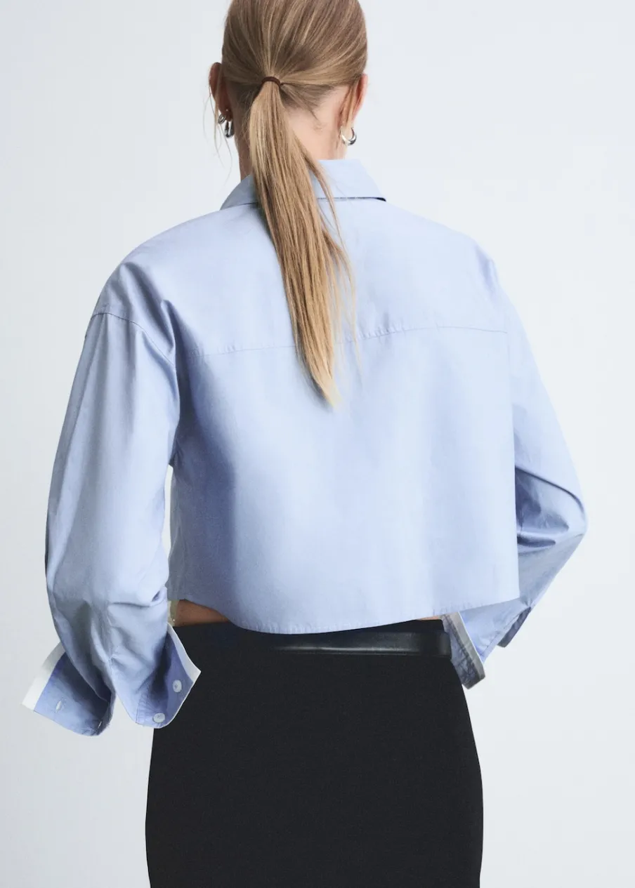 MANGO Koszule I Bluzki*Krótka koszula z łączonych materiałów