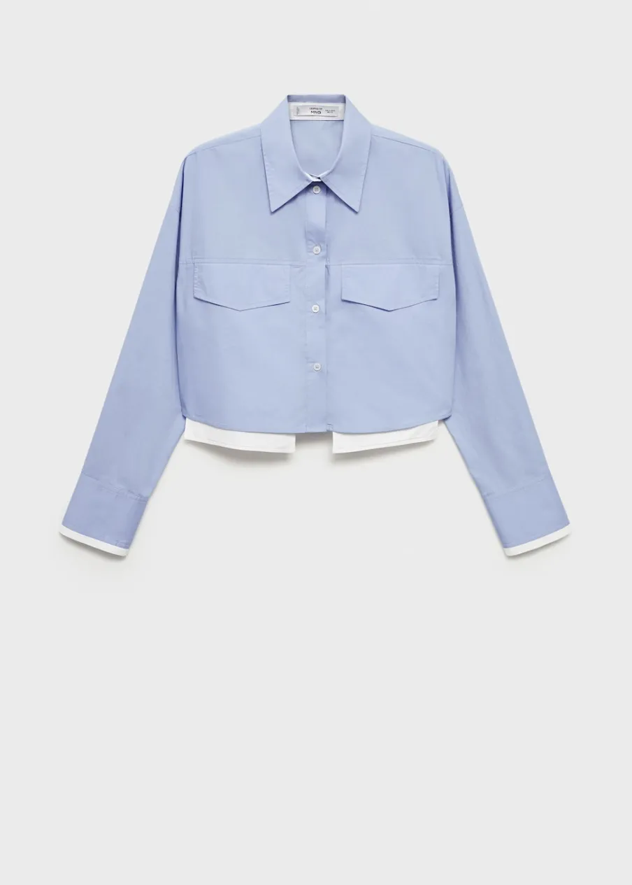 MANGO Koszule I Bluzki*Krótka koszula z łączonych materiałów