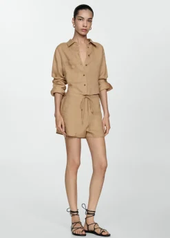 MANGO Koszule I Bluzki*Krótka koszula z lnu