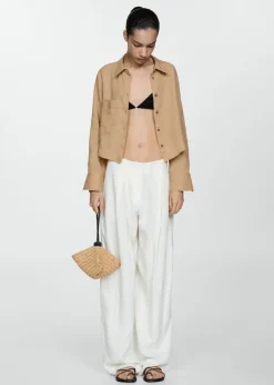 MANGO Koszule I Bluzki*Krótka koszula z lnu