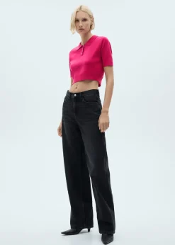 MANGO Topy|Koszulki*Krótka koszulka polo z dzianiny