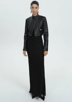 MANGO Kurtki|Skóra*Krótka kurtka biker skórzana