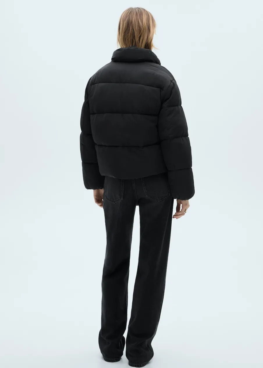 MANGO Płaszcze*Krótka kurtka puchowa z futrzanym kołnierzem