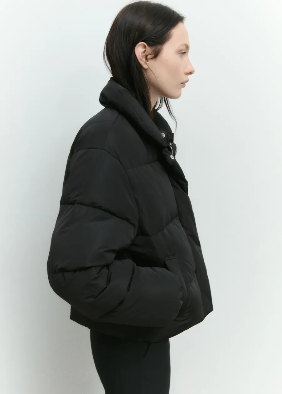 MANGO Płaszcze*Krótka kurtka puchowa z futrzanym kołnierzem