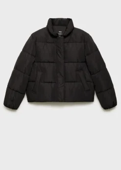 MANGO Płaszcze*Krótka kurtka puchowa z futrzanym kołnierzem