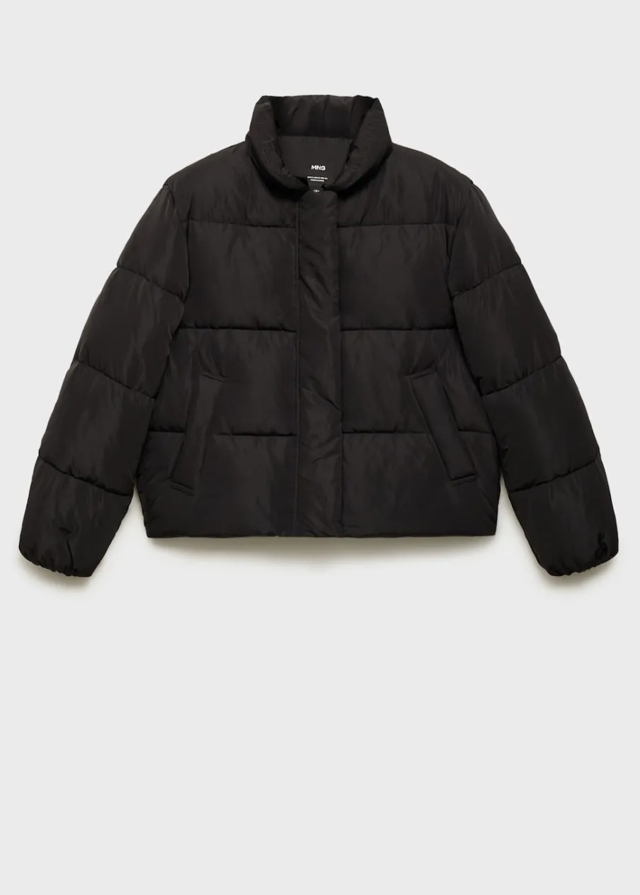 MANGO Płaszcze*Krótka kurtka puchowa z futrzanym kołnierzem