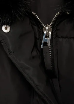 MANGO Płaszcze*Krótka kurtka puchowa z futrzanym kołnierzem