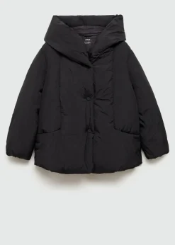 MANGO Płaszcze*Krótka pikowana kurtka puffer z kapturem