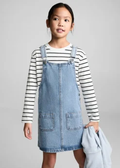 Dzieci MANGO Sukienki I Kombinezony*Krótka sukienka dżinsowa na szelkach