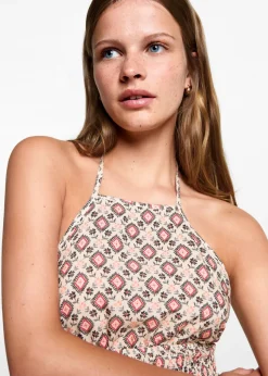 MANGO Koszule I Bluzki*Krótki top z dekoltem halter i nadrukiem