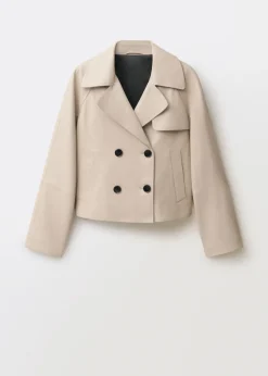 MANGO Płaszcze|Skóra*Krótki trencz skórzany