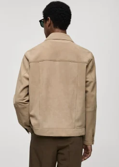 MANGO Kurtki I Koszule Wierzchnie|Skóra*Kurtka 100% skóra zamszowa z kieszeniami