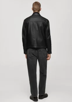 MANGO Kurtki I Koszule Wierzchnie|Skóra*Kurtka biker ze skóry nappy
