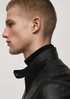 MANGO Kurtki I Koszule Wierzchnie|Skóra*Kurtka biker ze skóry nappy