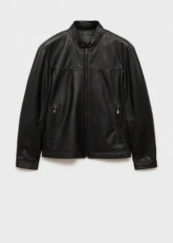 MANGO Kurtki I Koszule Wierzchnie|Skóra*Kurtka biker ze skóry nappy