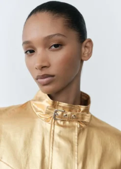 MANGO Kurtki*Kurtka bomber dżinsowa w metalicznym kolorze