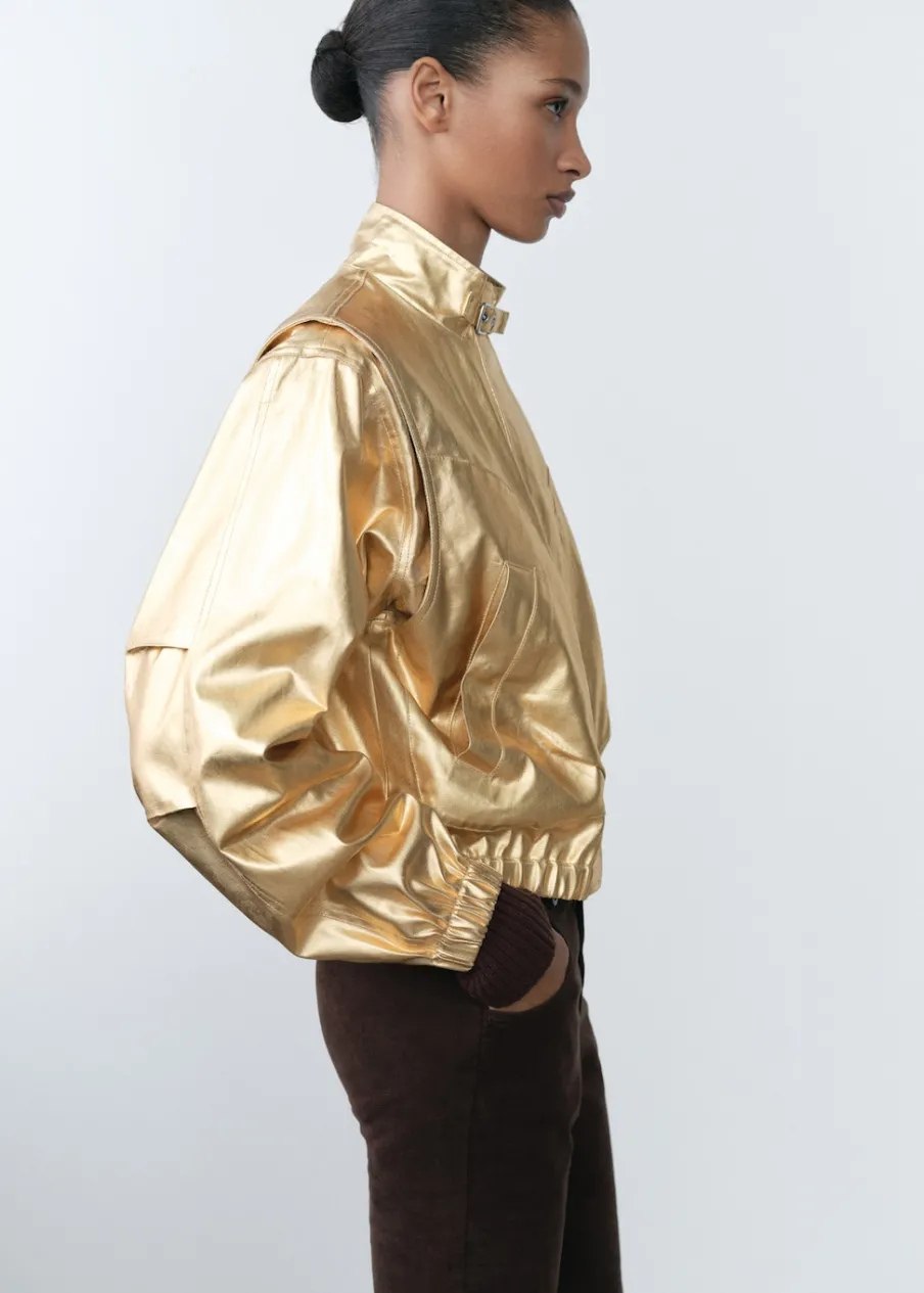 MANGO Kurtki*Kurtka bomber dżinsowa w metalicznym kolorze