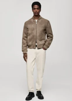 MANGO Kurtki I Koszule Wierzchnie*Kurtka bomber z imitacji zamszu