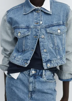 MANGO Kurtki*Kurtka dżinsowa dwukolorowa o krótkim kroju