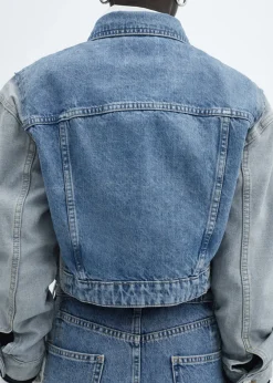 MANGO Kurtki*Kurtka dżinsowa dwukolorowa o krótkim kroju