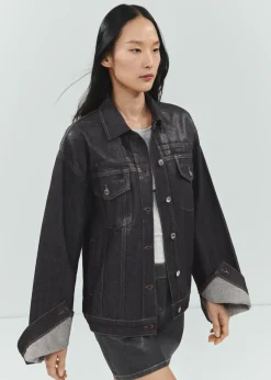 MANGO Kurtki*Kurtka dżinsowa oversize z efektem foil