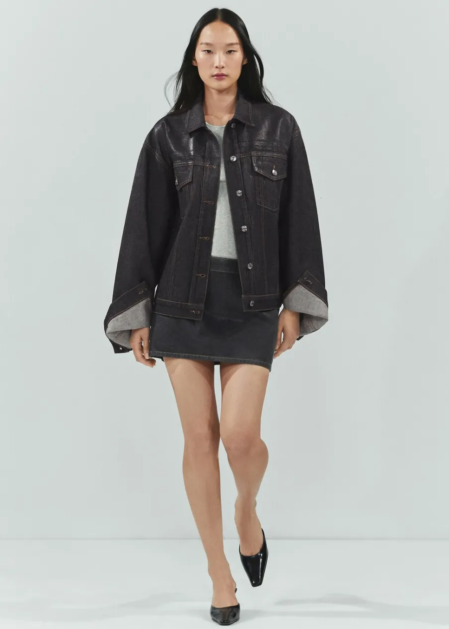 MANGO Kurtki*Kurtka dżinsowa oversize z efektem foil