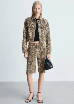 MANGO Kurtki*Kurtka dżinsowa w lamparcie cętki