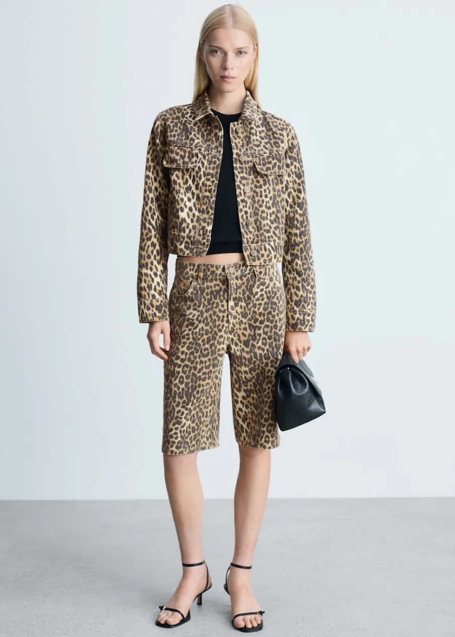 MANGO Kurtki*Kurtka dżinsowa w lamparcie cętki