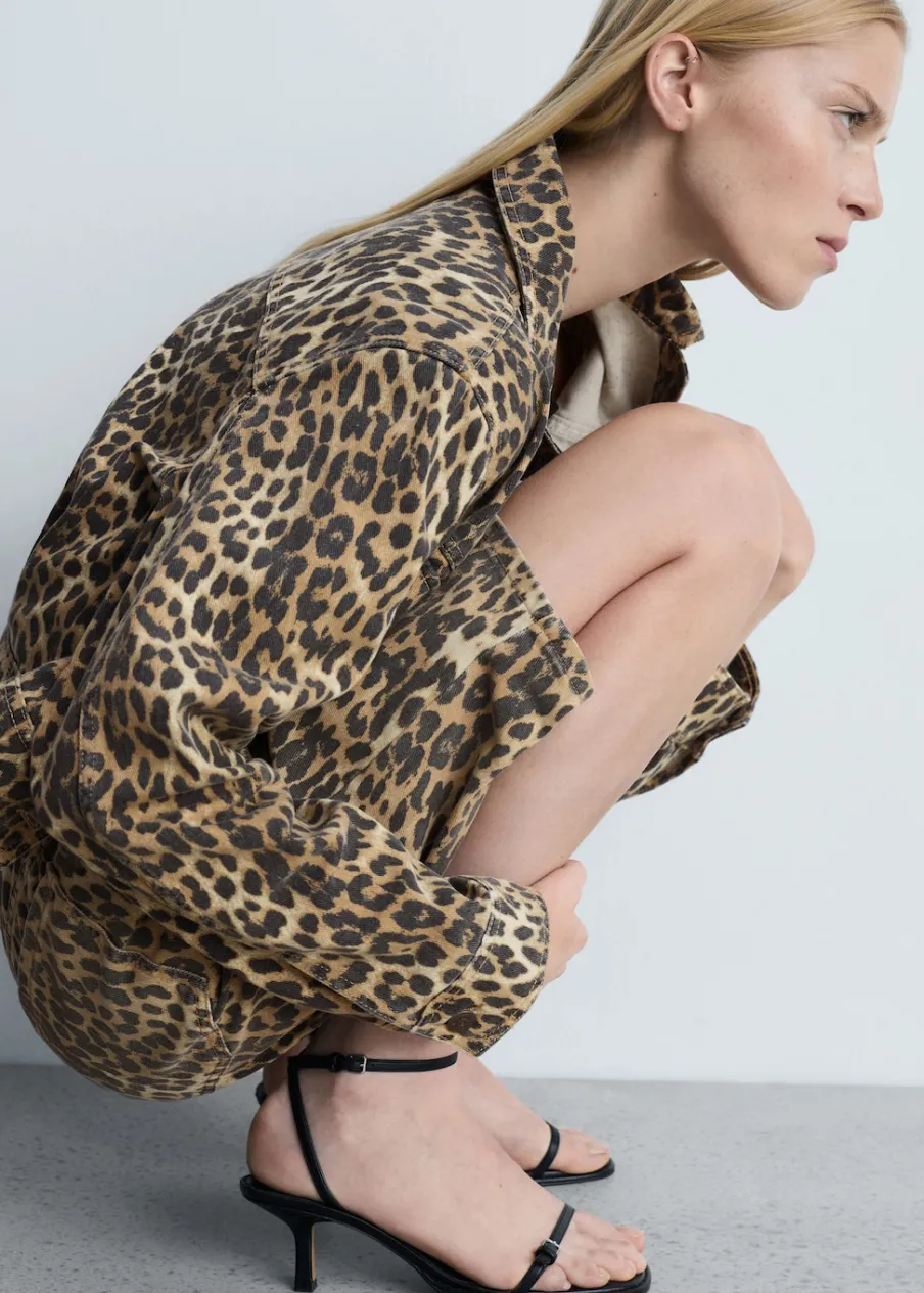 MANGO Kurtki*Kurtka dżinsowa w lamparcie cętki