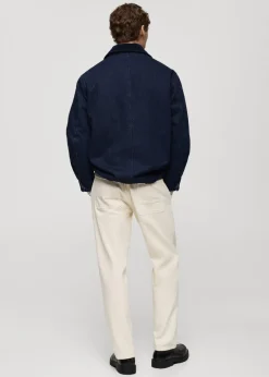 MANGO Kurtki I Koszule Wierzchnie*Kurtka dżinsowa z kołnierzem ze sztruksu