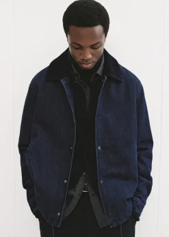MANGO Kurtki I Koszule Wierzchnie*Kurtka dżinsowa z kołnierzem ze sztruksu