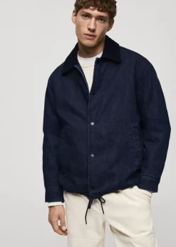 MANGO Kurtki I Koszule Wierzchnie*Kurtka dżinsowa z kołnierzem ze sztruksu