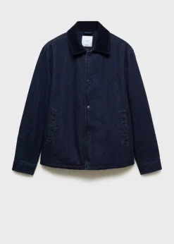 MANGO Kurtki I Koszule Wierzchnie*Kurtka dżinsowa z kołnierzem ze sztruksu