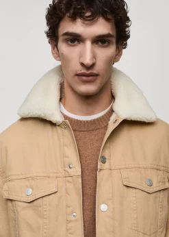 MANGO Kurtki I Koszule Wierzchnie*Kurtka dżinsowa z kołnierzem z baranka