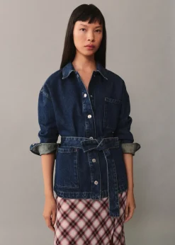 MANGO Kurtki*Kurtka dżinsowa z wiązanym paskiem