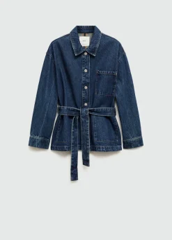 MANGO Kurtki*Kurtka dżinsowa z wiązanym paskiem