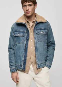 MANGO Kurtki I Koszule Wierzchnie*Kurtka dżinsowa ze wstawkami z baranka