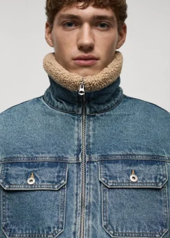 MANGO Kurtki I Koszule Wierzchnie*Kurtka dżinsowa ze wstawkami z baranka