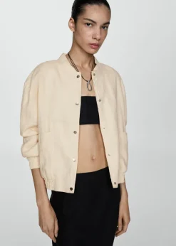 MANGO Kurtki*Kurtka lniana z guzikami