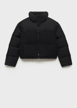 MANGO Płaszcze*Kurtka pikowana ze wstawkami z dzianiny bouclé