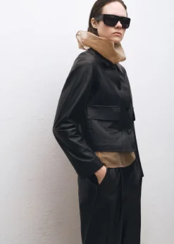 MANGO Kurtki|Skóra*Kurtka skórzana na guziki