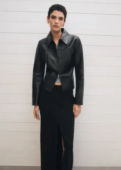 MANGO Kurtki|Skóra*Kurtka skórzana na zamek