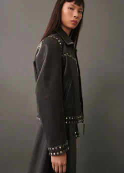 MANGO Kurtki|Skóra*Kurtka skórzana z ćwiekami