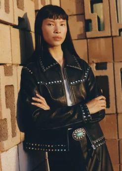 MANGO Kurtki|Skóra*Kurtka skórzana z ćwiekami