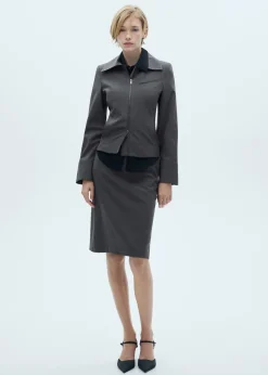 MANGO Kurtki*Kurtka w paski z dwustronnym zapięciem na zamek