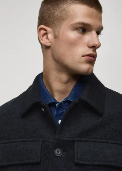 MANGO Kurtki I Koszule Wierzchnie*Kurtka wełniana z kieszeniami