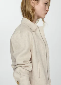 MANGO Kurtki*Kurtka z 100% lnu na zamek